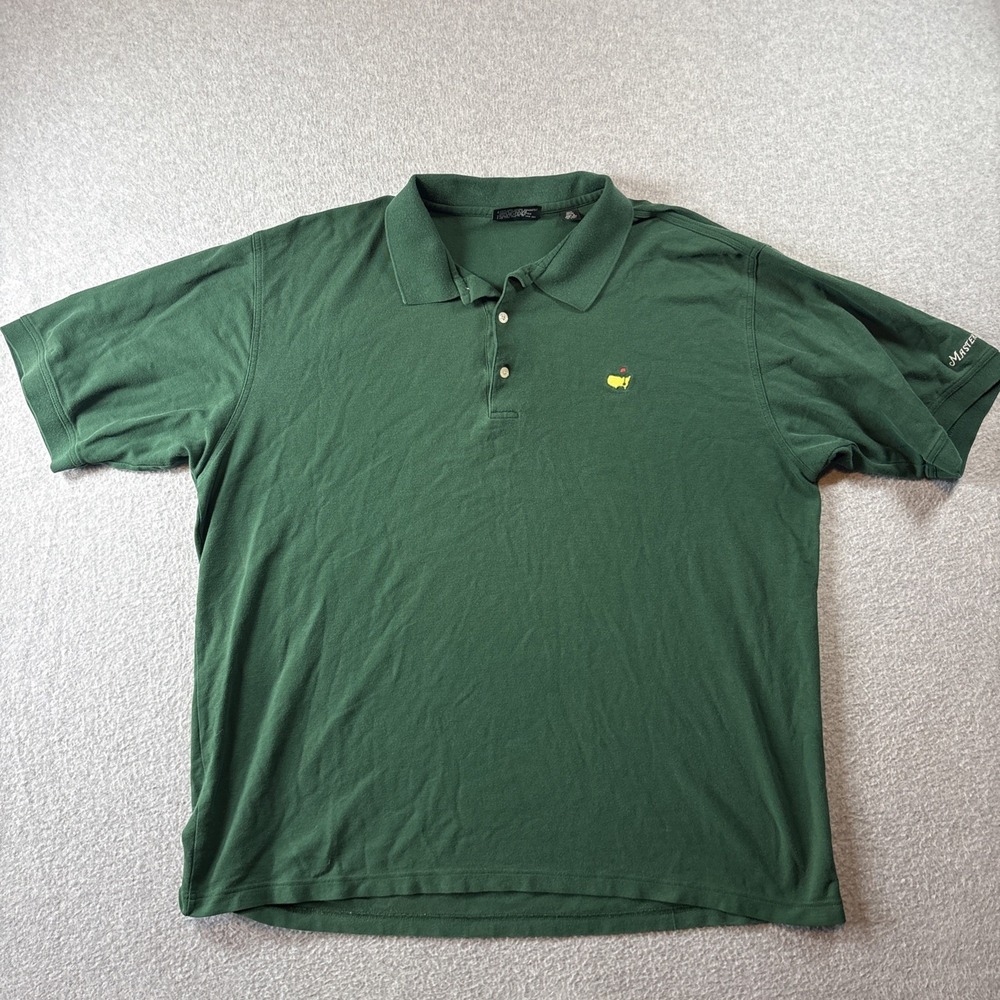 Masters Collection Polo Shirt Mens 2XL Green 100% Cotton Collared Logo Classic